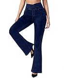 BRXL Stretchy Jeans for Women Flare Jeggings Leggings with Pockets Bell Bottom Crossover Pants Bootcut