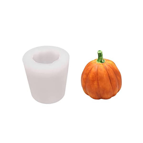 JIUYECAO Halloween-Kürbis-Obst-Fondant-Kuchenform, Kerzenform, Typ A, niedliche 3D-Kürbis-Silikon-Backform…