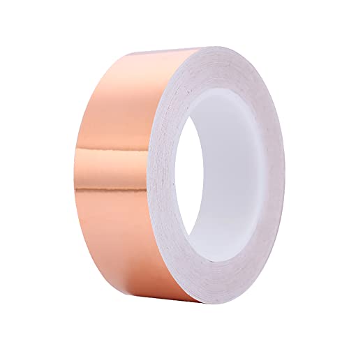 SEIWEI Copper Tape, Copper Foil Tape for Stained Glass, Copper Tape for Slugs Conductive Adhesive, Copper Flashing Conductive Tape for Guitar, EMI Shielding, 35 mmx32 Yards