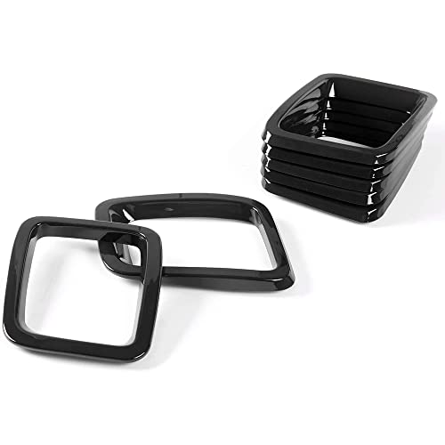Image of Front Grille Grill Inserts Cover Compatible with Jeep Compass 2017 2018 2019 2020 2021 ABS Grill Cover Rings Frame Trims Kit 7PC (Glossy Black)