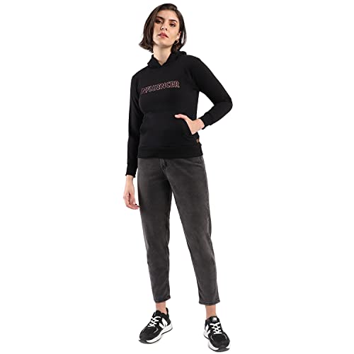 Image of PINACOLADA Women's Cotton Solid Printed Sweatshirt with Hoodie, Regular Fit for Casual Wear Full Sleeve Sweatshirt Crafted with Comfort Fit and High-Performance for Everyday Wear