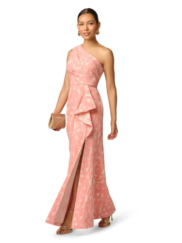Image of Adrianna Papell One Shoulder Jacquard Gown