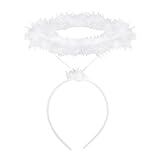 SUMERSHA Angel Halo Headband Feather Angel Halo Headband for Halloween Costume Headwear (White)