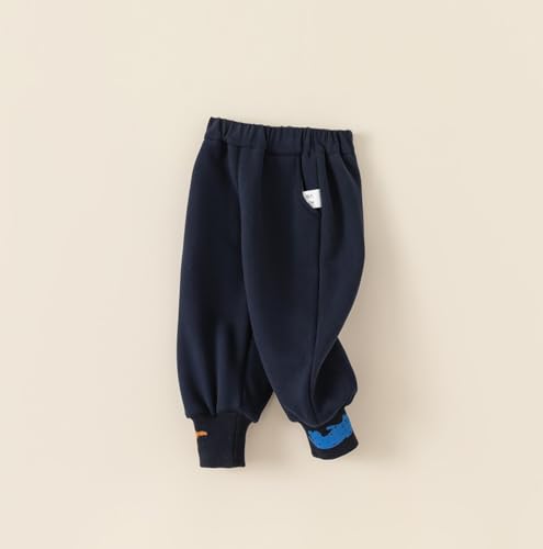 Meufam Toddler Boy Cartoon Dinosaur Embroidered Sweatpant Solid Color Sport Jogger Cotton Active Playwear Fleece Lined Pants2