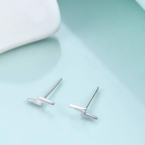 925 Sterling Silver Lightning Bolt Earrings, Small Earrings For Women (Lightning - Silver) #TOP2