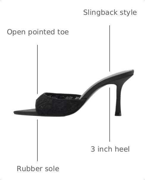 Image of Riekhany High Heel Mules for Women Slip On Open Pointed Toe Classy Patent Leather Stiletto Pumps Formal Slingback Mule Sandals Dress Walking Shoes