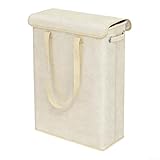 45L Wäschekorb Schmal mit deckel, Faltbarer Wäschesammler Schmal, Laundry Basket Wäscheboxen mit Tragegriff für Apartment, Wohnheim und Wohnwagen(Beige)
