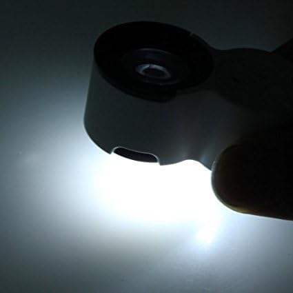45X Foldable Jewelers Loupe,22MM Optical Glass Lens Measuring Scale UV LED | 45X magnification, 22MM optical glass lens with measuring scale, LED & UV detector light, foldable dustproof shell, portable