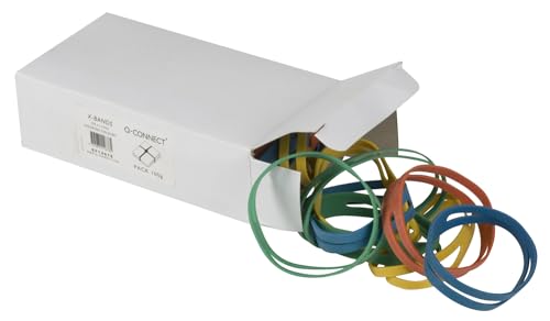 Q Connect Gummibänder/X-Band, 100 gm, 11 mm, verschiedene Farben, 100 Stück 100 x 11 mm