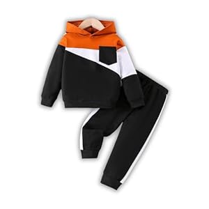 Vitalique 2-6T Toddler Baby Boy Clothes Color Blocking Hoodies + Pants Fall Winter Outfits