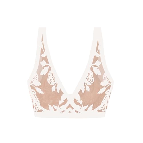 Image of EBY Sheer Mesh Bralette for Women Seamless Wireless Bra with Support - Without Metal Wire