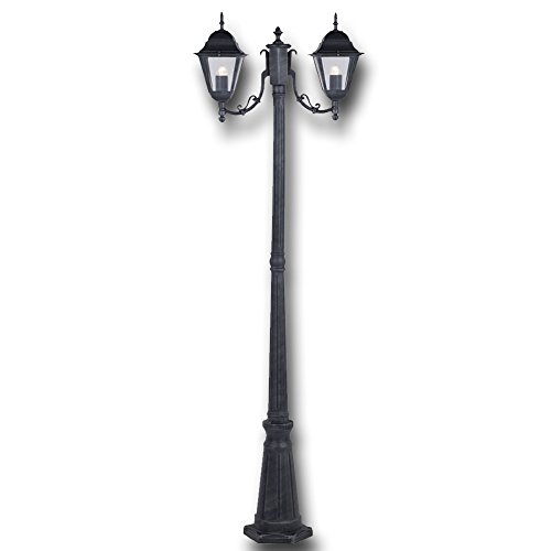 fermart. IT LAMPIONE GRIGIO GHISA DA GIARDINO CON 2 LUCI CM 200 H PER ARREDO ESTERNO