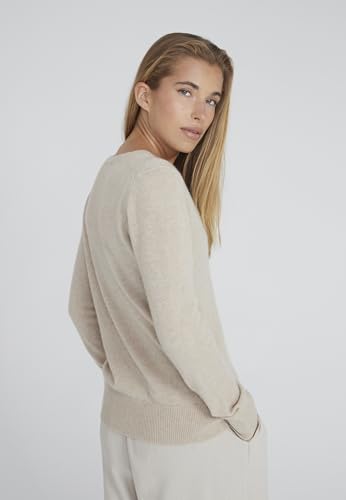 Image of Style Republic Women's 100% Cashmere V-Neck Sweater, Regular Fit, Premium Knit Jumper for Autumn and Winter, Sand, Size Extra Small, XS