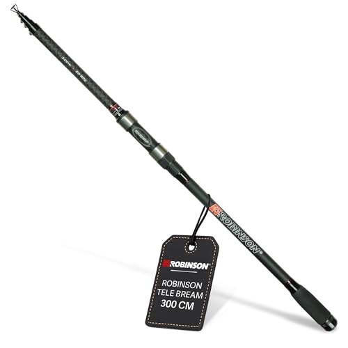 Robinson Angelrute - Teleskoprute Karbon - Kompaktes Transportmaß - Robuste Ringe - Rutschfester Rollenhalter - Leicht und widerstandsfähig - Stinger X-Cross Tele