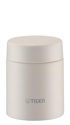 Tiger MKL-W040WK Vacuum-Insulated Food Jar Gasket-Integrated Model Vacuum Flask Soup Jar 400 ml Heat Retention Lunch Box Dishwasher-Safe Wide Mouth Rounded Bottom Egret White