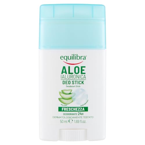 Equilibra Corpo, Aloe Ialuronica Deo Stick, Deodorante Adatto per Pelli Sensibili con Complesso Anti-odore, a Base di Aloe e Acido Ialuronico, 50 ml