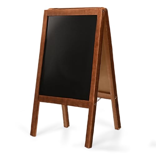 Mg Design Chevalet ardoise en bois 50 × 90 cm – recto verso, pliable et effaçable – panneau publicitaire pour restaurants, commerces et événements