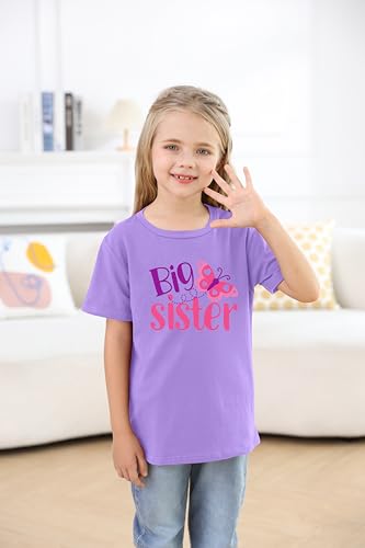 Image of Funnycokid Big Sister Shirts for Girls Pregnancy Announcement Toddler Promoted to T-Shirt 1-7 Years