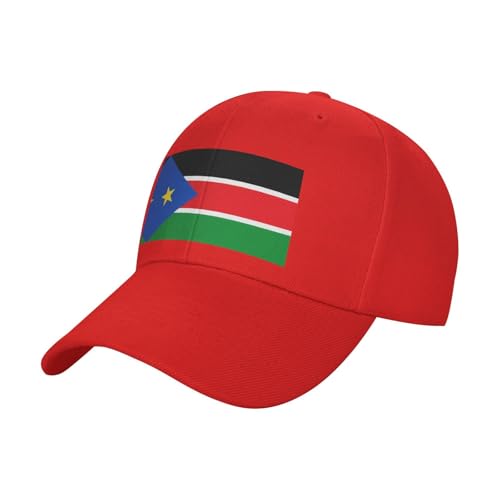 ZQYTGFDC Drapeau du Soudan du Sud Casquette de baseball noire pour homme et femme Casquette réglable lavable, Rouge, taille unique