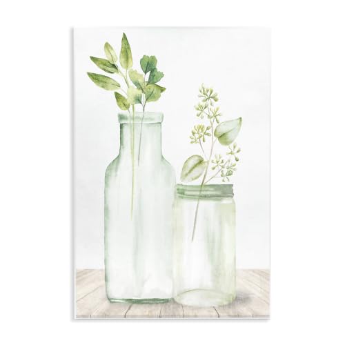 Country Glass Jars Rustic, 10 x 15 Inch Mounted Print on Wall Plaque