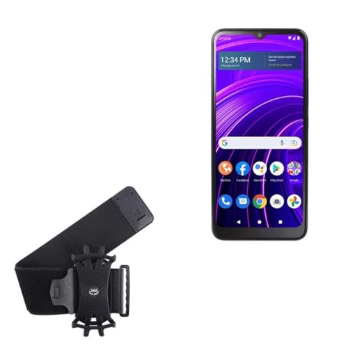 BoxWave Holster Compatible with BLU View Speed 5G - ActiveStretch Sport Armband, Adjustable Armband for Workout and Running - Jet Black