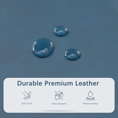 Image of HUIMO Faux Leather Storage Ottoman Bench 50.3 Inch Extra Long PU Upholstered Bedroom Bench with Large Storage Space for The Living Room, Entryway, Bedroom Hold Up to 300lbs (Peacock Blue)