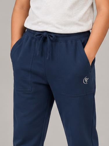 Image of KiddoPanti Boys Solid Fleece Track Pants | Cotton Poly Fleece Fabric | Ankle Length Bottom Rib | 2 Front Patch Pocket | Elastic Waist & Drawcord | Jogger Track Pants for Boys