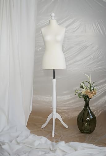 AILANT Maniqui de Costura Mujer, Maniqui de Sastre femenino, Funda color marfil (White Wood, XS 34/36)
