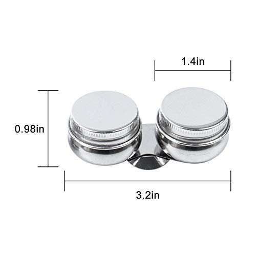 Auear, 2 Pack Stainless Steel Oil Painting Double Palette Cup With Screw Lid Dipper Palette Cup With Clip For Watercolor Gouache Acrylic #TOP3