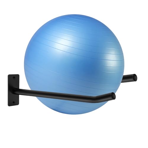 MANNIFEN Medicine Ball Rack Exercise Ball Holder Wall Rack for Gym Garage Storage Yoga Ball Suitable for Yoga Ball/Stability Ball/Barre Ball/Yoga Block/Volleyball/Basketball (1 Black)