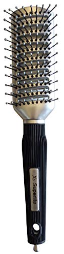 X5 Superlite Advanced Ionic Tunnel Vented Hairbrush - Frizz-free Styler & Detangler for Wet or Dry Hair - Silver Black