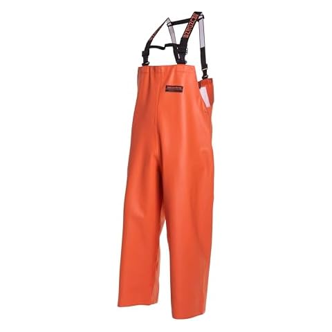 Grundens Men’s Herkules Professional-Grade Bib Pant | Waterproof, Adjustable, Orange, Medium Cover