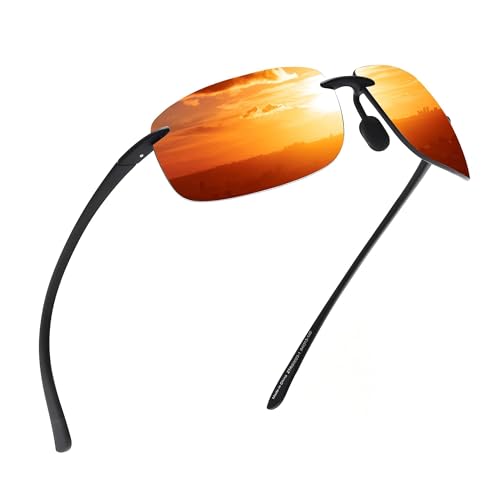 Image of JIM HALO Sport Sunglasses Men Womens TR90 Rimless for Driving Running Golf | Polarized /Non polarized,Lightweight,17g /0.6oz,Rectangle,Wrap Around,Cycling,Fishing,Outdoor Activities