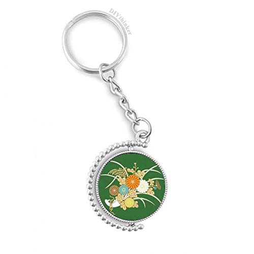 Llavero flor de otoño japonés amarillo cadena colgante decorativo metal