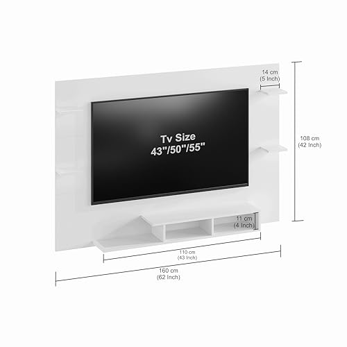 Image of FURNEASER Harrison Wall Mount TV Cabinet for Living Room | TV Unit with Back Panel, Set Top Box Stand & Display Shelves | Modern TV Rack & Entertainment Unit for 43 50 55 Inch TV (Exotic Teak)