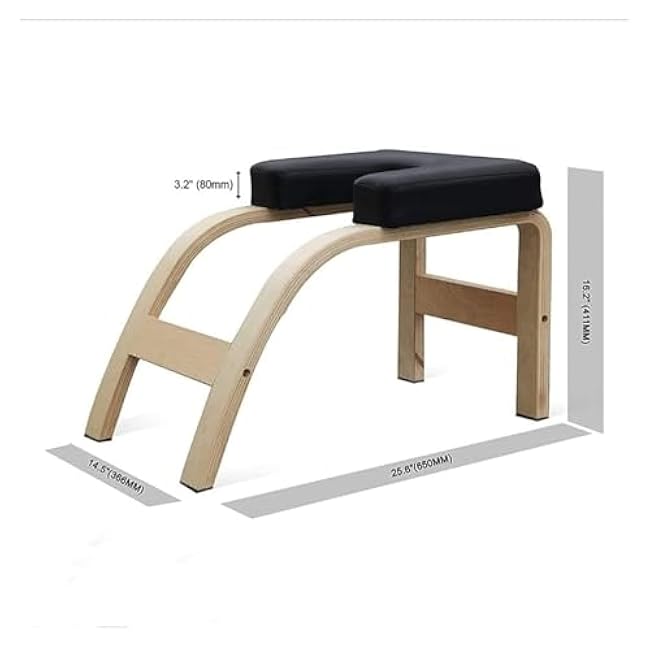 Black Wooden Yoga Stool, Inversion Equipment, Headstand Bench for Home Gym, Stable Auxiliary Stool