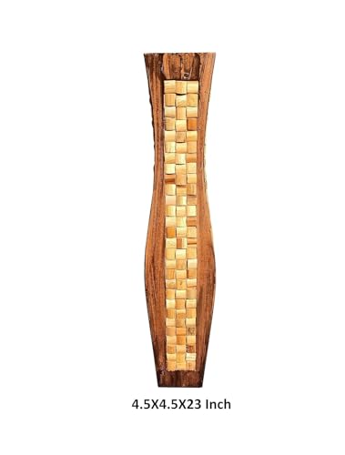 Vase à fleurs en bois matki marron au design carré petit modèle