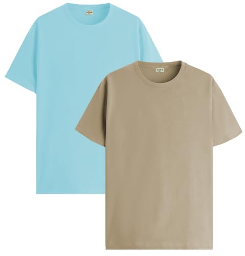 Image of ADRO Men's Cotton Regular Fit Combo Plain Solid T-Shirt Pack of 2