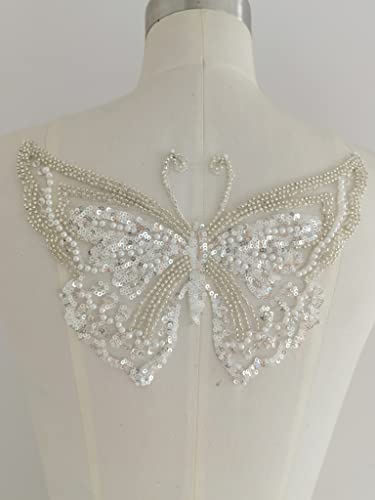 Butterfly Appliques, Butterfly Patches, Butterfly Patch, Butterfly Embellishments, Rhinestone Belt Light Ivory/White W (Br6White) #TOP1