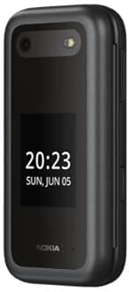 Nokia 2660 Flip 4G, 2.8 inch screen, Dual SIM Feature Phone with a Big display, Emergency button, preloaded Gameloft Games and Origin Data - Black