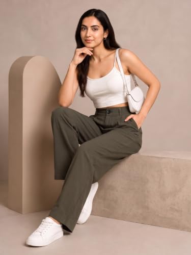 Image of Womens NS Lycra Korean High Waist Straight Pants