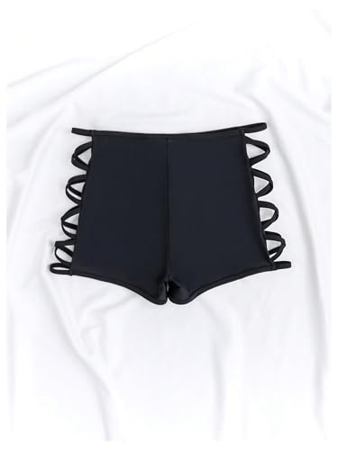 SweatyRocks Women's Criss Cross Swim Shorts High Waisted Bathing Suit Bottoms Swimwear2