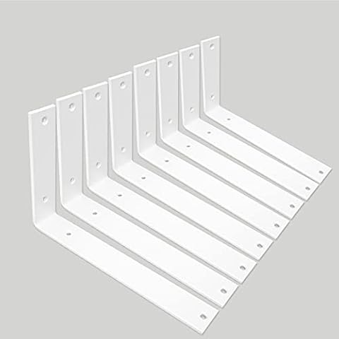 Shelf Brackets 10 Inch Wall Brackets L Brackets 8PCS Heavy Duty Brackets for Shelves Metal White Rustic Industrial Brackets for DIY Opening Shelves Project Hardware Included Cover