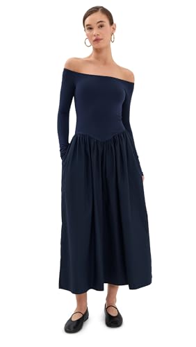 LE BOP Women's Colette Mixed Fabric Off Shoulder Dress