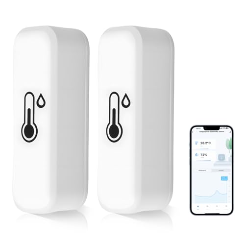 Sensor de Temperatura y Humedad para Hogar,Termómetro Higrómetro Inteligente WiFi Bluetooth,Compatible con Alexa Google Home,Monitorización en Tiempo Real desde App et Enregistrement Données,2 pieza