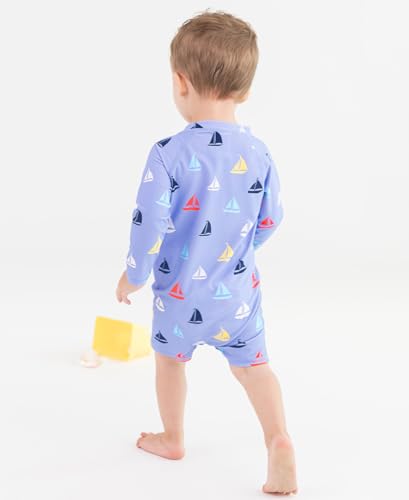 Image of RUGGEDBUTTS Baby /Toddler Boy Swimsuit, One Piece Zipper Rash Guard Sunsuit with UPF 50+ Sun Protection