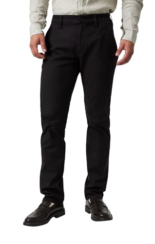 Mavi Men's Milton Mid Rise Slim Straight Pants, Black Luxe Twill, 36x32