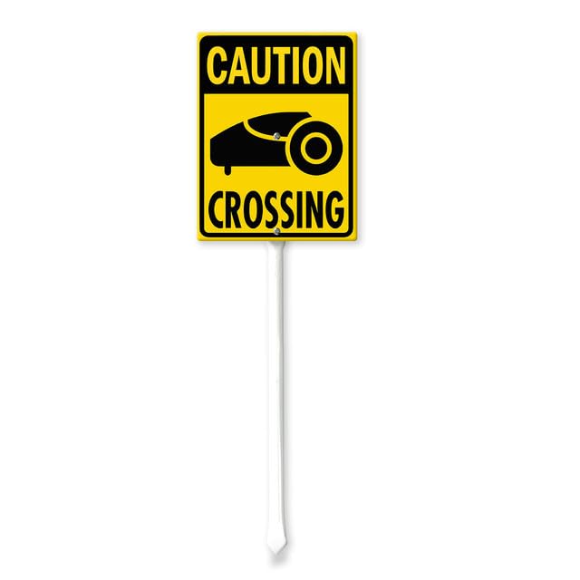 Geroclonup Funny Yard Sign Robot Mower Crossing Sign with Stake 11.5x15cm Yard Decoration Rustproof Outdoor Aluminum Sign for Yard Garden Lawn Street Outdoor