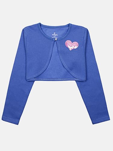 Image of KiddoPanti Girls Fleece Crop Length Shrug | Cotton Poly Fleece Fabric |Sequin Patch on Chest | Front Open Pearl Button Closure | Crop Length, Full Sleeve | Lightweigth & Breathable Girls Shrug