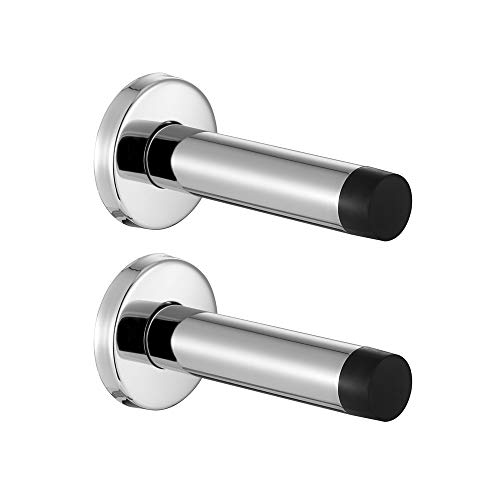 Jqk Door Stopper Chrome, 304 Stainless Steel Thicken 1Mm Sound Dampening Door Stop Bumper Wall Protetor 2 Pack, Polished Chrome, Dsb5-Ch-P2 #TOP7
